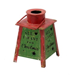 [V6061420000] Lanterna metallo verde rosso christmas quadro cm10,5x10,5h16
