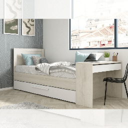 [FZ98428] Letto 1950 con scrivania integrata e letto estraibile bianco vintage e bianco