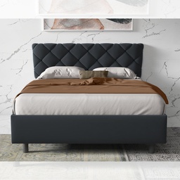 [FZ100576] Letto imbottito con contenitore Bosa, colore antracite, 160x200 cm