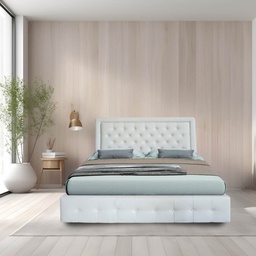 [FZ99914] Letto matrimoniale contenitore Buttonsquare bianco testiera trapuntata con cornice
