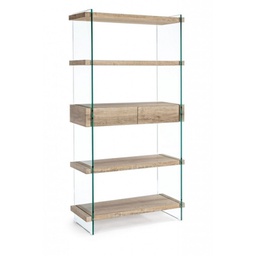 [B5732011] Libreria 4 ripiani e due cassetti Line Kenya 90x39x180h cm