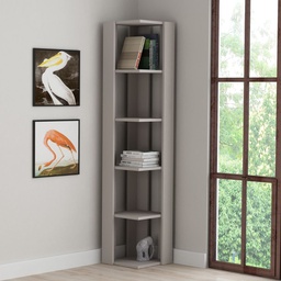 [FZ99431] Libreria Angolare 5 Ripiani Light Mocha 34x34x161 cm