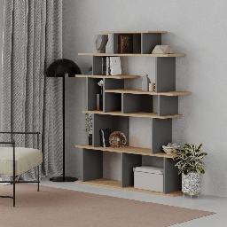 [EFFEZ96996] Libreria design Apollon rovere e antracite EFFEZ