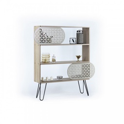 [FZ93751] Libreria ingresso moderna design rovere nero urban slim