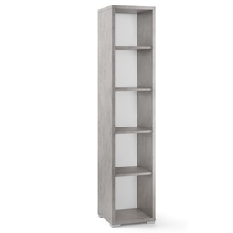 [ADB361CEK] Libreria moderna stretta in legno Beton Cemento quattro ripiani 39x41x h182 cm