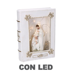 [V6149860000] Libro resina natività led bianco cm16x5,5h22,2