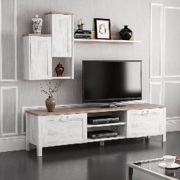 [EFFEZ99560] Mobile porta TV Sento bianco vintage rovere EFFEZ