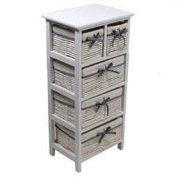 [V4118630000] Mobiletto cassettiera bianco legno grezzo 2 + 3 cassetti cm 28 x 38 x h 81
