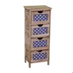 [V8038830000] Mobiletto cassettiera legno grezzo 4 cassetti cm 23 x 30 x h 77