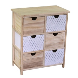 [V8040480000] Mobiletto cassettiera legno grezzo naturale 6 cassetti rettangolare cm 29 x 54 x h 64
