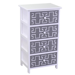 [V8040050000] Mobiletto gianna cassettiera bianco grigio 4 cassetti cm 40x29h73