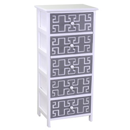 [V8040060000] Mobiletto gianna cassettiera bianco grigio 5 cassetti cm 40x29h90