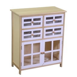[V4119780000] Mobiletto naomi 2 ante + 4 cassetti naturale rettangolare cm 60x30h72