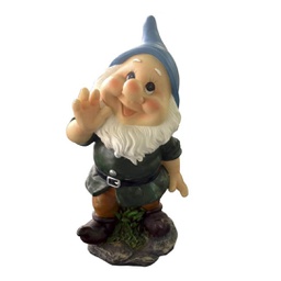 [1905267] Nano con cappello celeste statua da giardino 16x13,5x28H