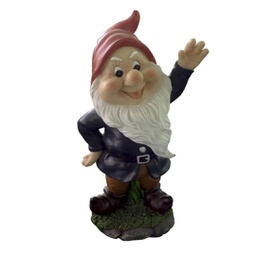 [1905268] Nano con cappello rosso statua da giardino 16x13,5x28H