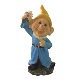 [1905269] Nano con fiori statua da giardino 16x13,5x28H