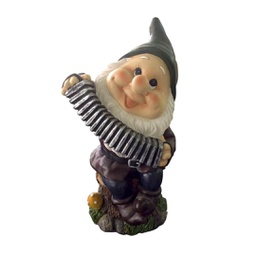 [1905265] Nano con fisarmonica statua da giardino 16x13,5x28H