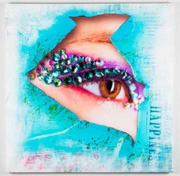 [QU/280] Olio su tela con tela in multicolor e telaio in legno 100x100 cm