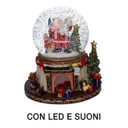 [V6159690000] Palla di vetro led resina babbo natale con musica cmø16