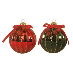 [20035436] Pallina di natale assortite rosso-verde Ø8cm