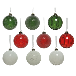 [20035435] Pallina di natale assortite verde - bianco Ø8 cm