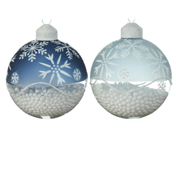 [20035430] Pallina di natale in vetro blu e celeste Ø8cm