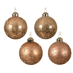 [20035429] Pallina di natale in vetro marrone assortite Ø8 cm