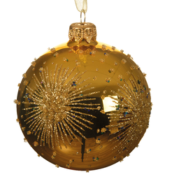 [20035417] Pallina di natale oro con disegni in rilievo Ø8cm