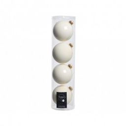 [19625727] Pallina sfera natalizia 10 cm vetro Bianco Latte assortita Set 4 pezzi