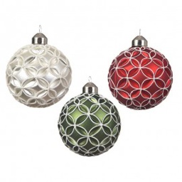 [19974385] Pallina sfera natalizia in vetro Oro Glitter CERCHI 3D 8 cm pz 1