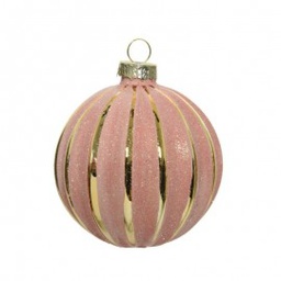 [19974391] Pallina sfera natalizia in vetro Rosa Oro glitterata 8 cm