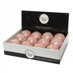 [19974358] Pallina sfera natalizia in vetro Rosa Rosso PAILETTE assortita 8 cm pz 1
