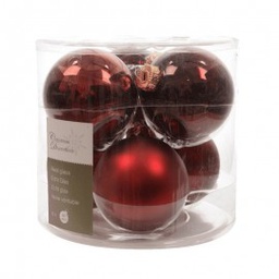 [KAE140399] Pallina sfera natalizia in vetro Rosso 8 cm Set da 6 pezzi