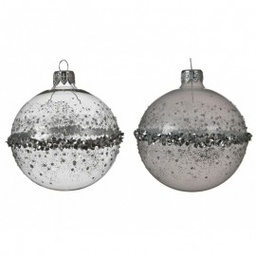 [19625641] Pallina sfera natalizia in vetro Trasparente glitterato assortita 8 cm pz 1
