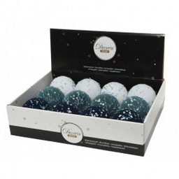 [19974357] Pallina sfera natalizia vetro Bianco Blu Velluto Perle assortita 8 cm pz 1