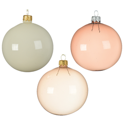 [20035460] Palline di Natale assortite trasparente rosa - rosa chiaro - bianco latte Ø8 cm