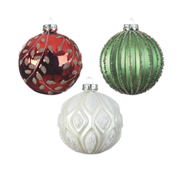 [20035451] Palline di natale assortite rosso - verde - bianco Ø10 cm