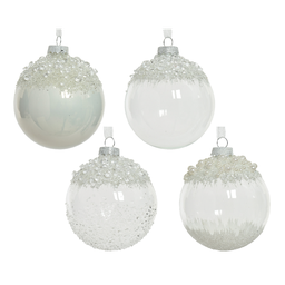 [20035456] Palline di natale bianche con brillantini assortite Ø8 cm