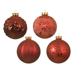 [20035446] Palline di natale rosse assortite opache lucide Ø8 cm
