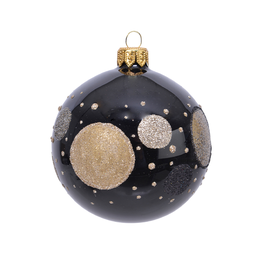 [20035404] Palline nera con pianeti glitter Ø8 cm