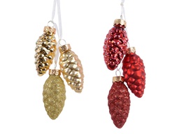 [20035538] Pendaglioendino Vetro Pigne Rosso/Oro 2,5xH6cm