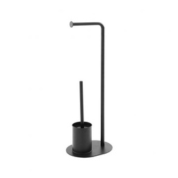 [19903528] Piantana portascopino nera H 70 cm con porta carta igienica