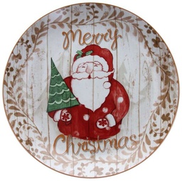 [19913671] Piatto Panettone Babbo Natale Porcellana Multicolor 30,5 cm x 3,5 cm