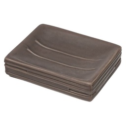 [FER798051] Portasaponetta Piattino Bagno Ceramica Grigio Linea Brik