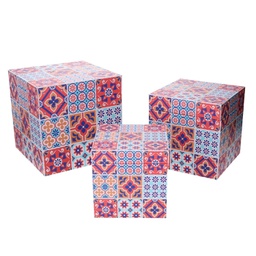 [V1230860000] Scatola ecopelle 1-3 fantasia multicolor quadro cm 24x24h24
