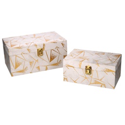 [V5035470000] Scatola legno 1-2 decori oro rettangolare cm30x18,5h15