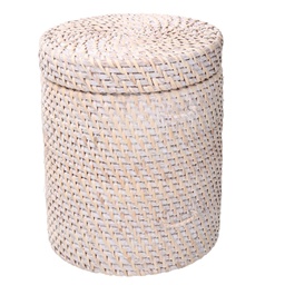[V1726140000] Scatola rattan algarve bianco tondo cmø20h24