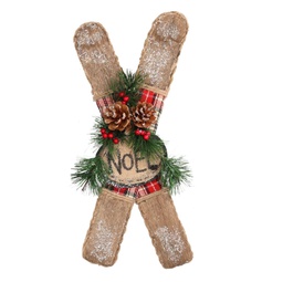 [V6122490000] Sci legno con pigne cm20,3x38,1x6,4