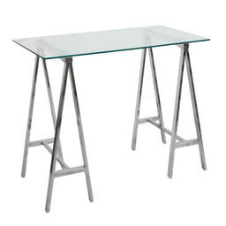 [B0710398] Scrivania moderna Alchimia Cromo con piano in vetro 140x70x76h cm
