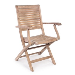 [B0804381] Sedia con braccioli in legno stile naturale